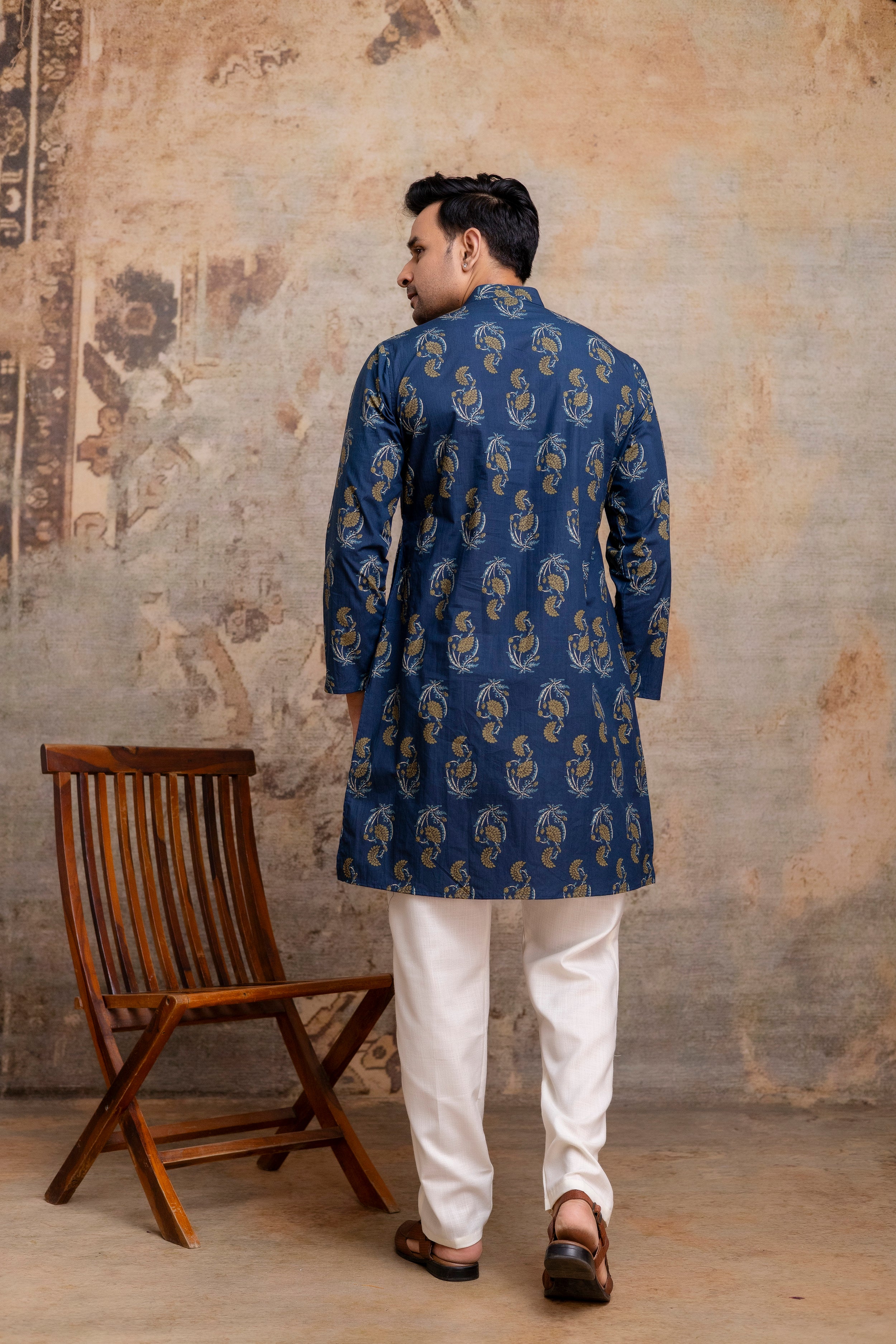 The Indigo Blue Garden Floral Long Kurta