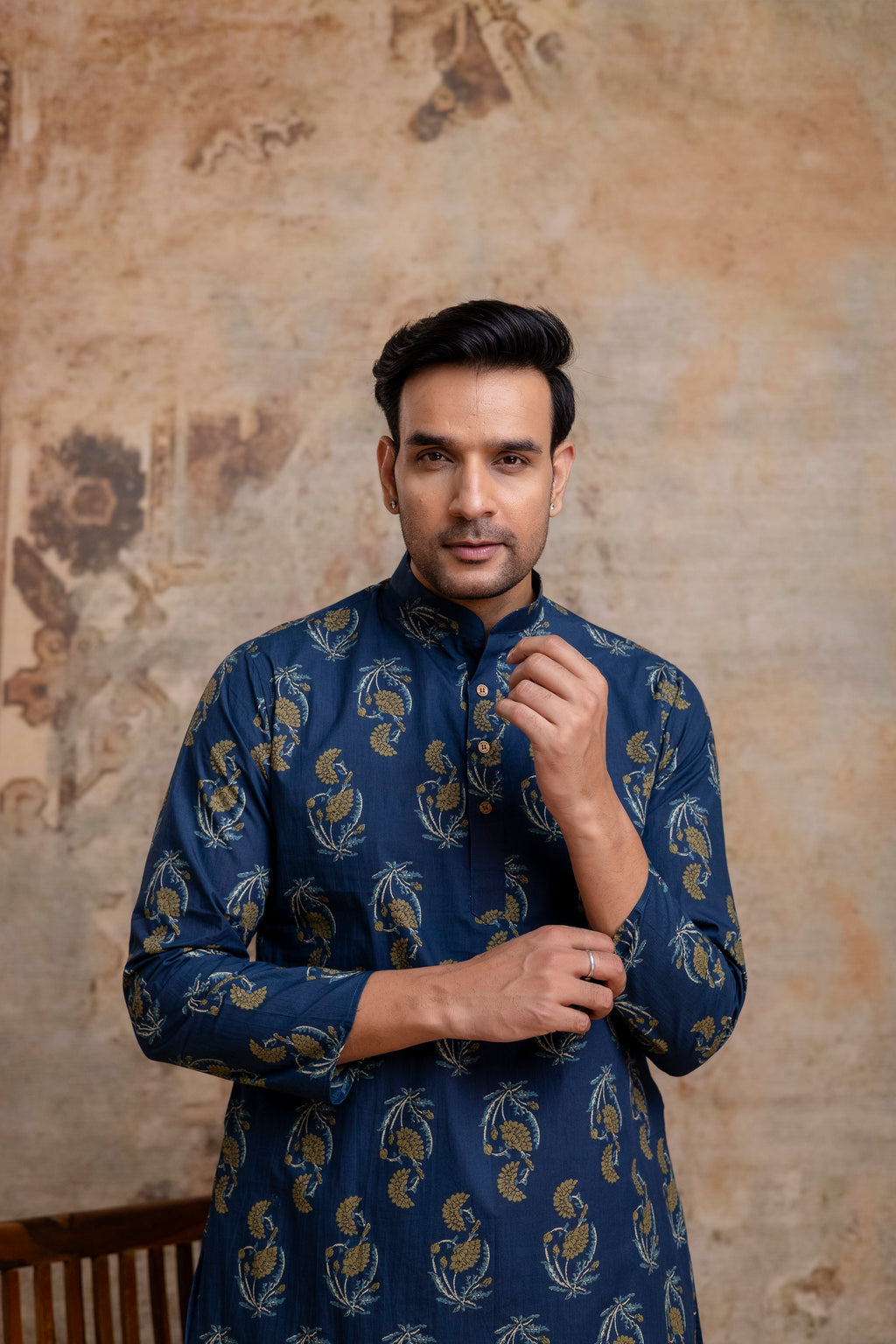 The Indigo Blue Garden Floral Long Kurta