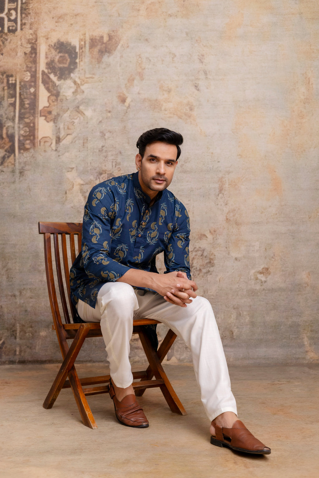 The Indigo Blue Garden Floral Long Kurta