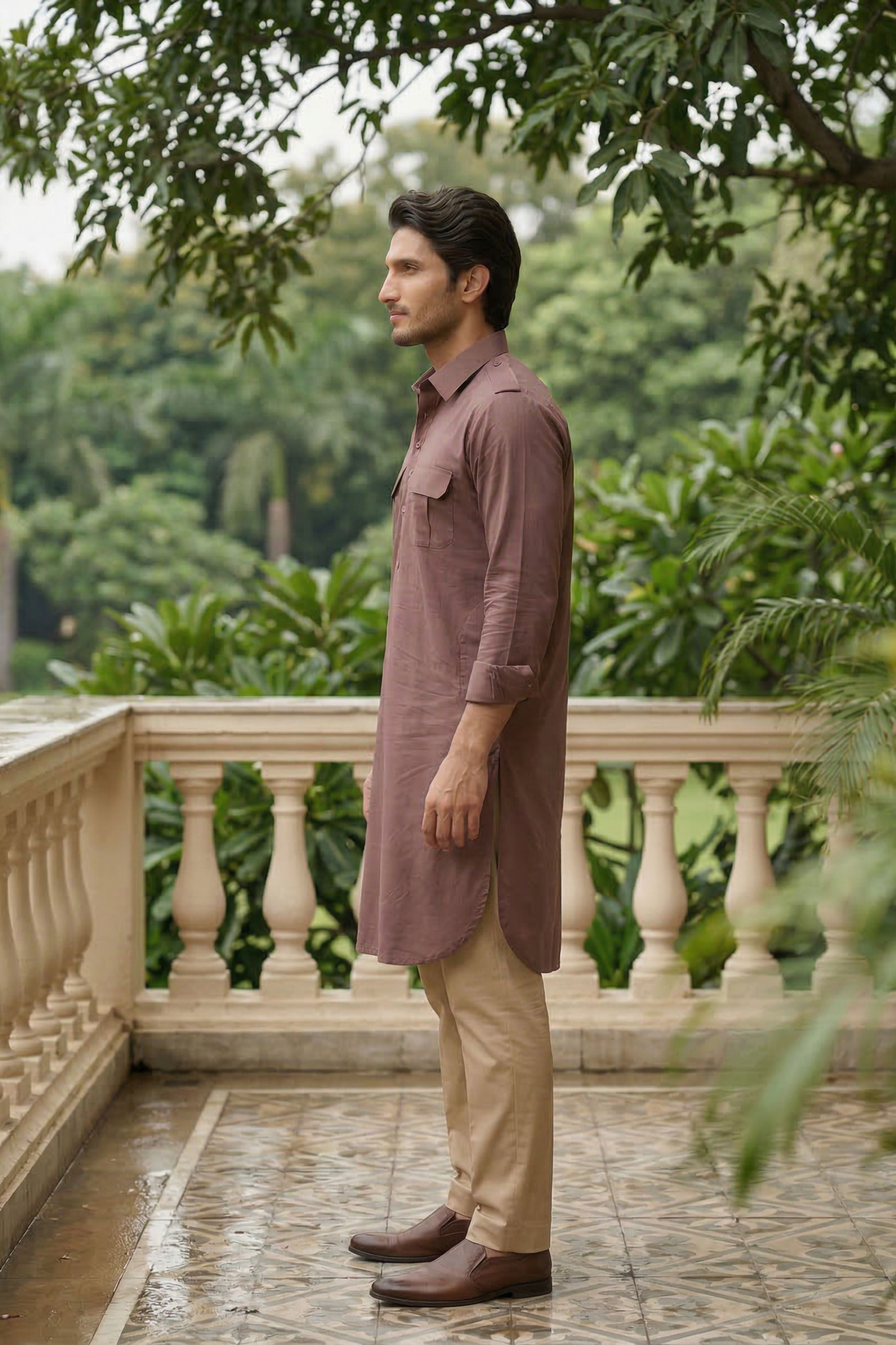 The Light Purple Pathani Kurta for Men