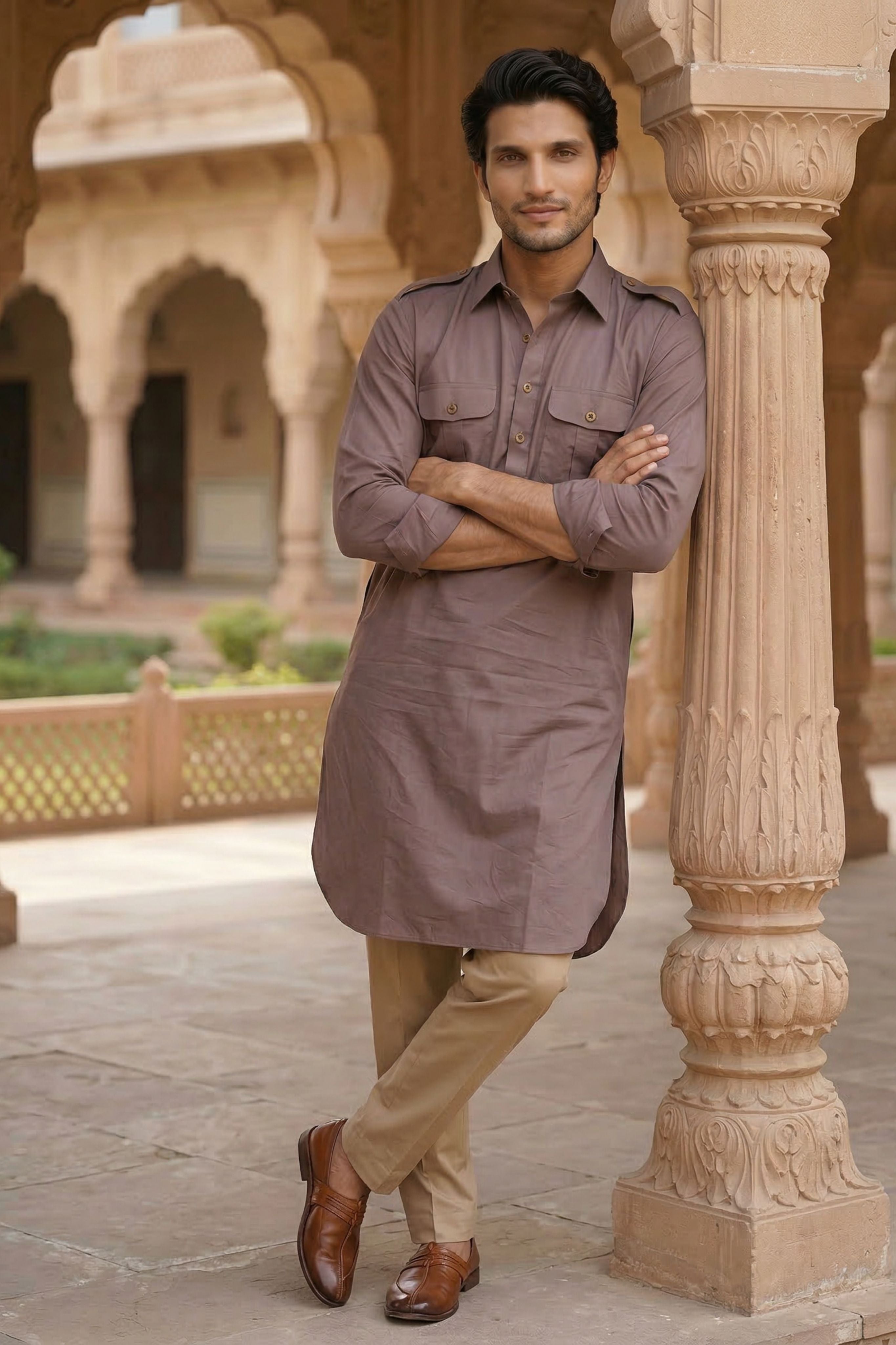 The Light Purple Pathani Kurta for Men