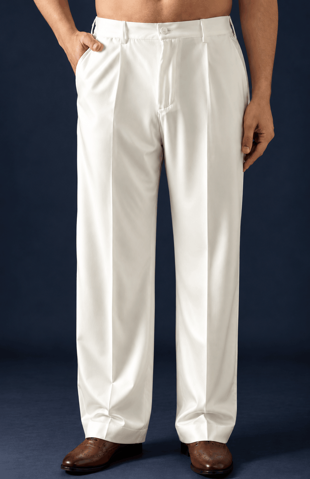 Off-White Color Korean Pants