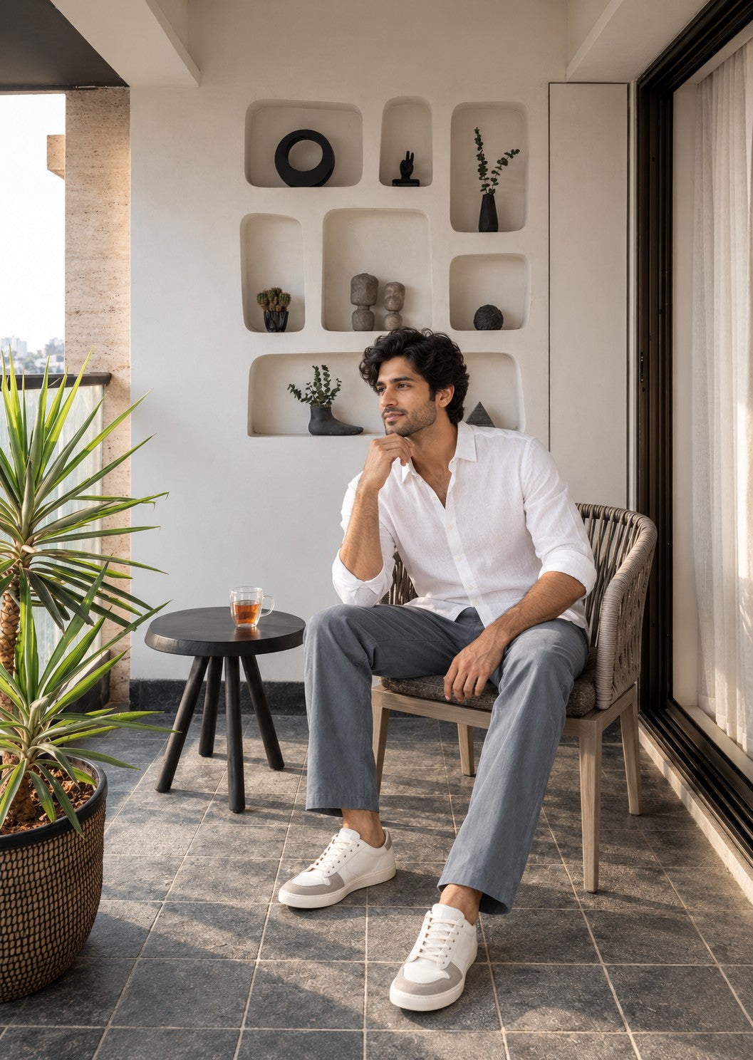 Grey Drawstring Casual Pants