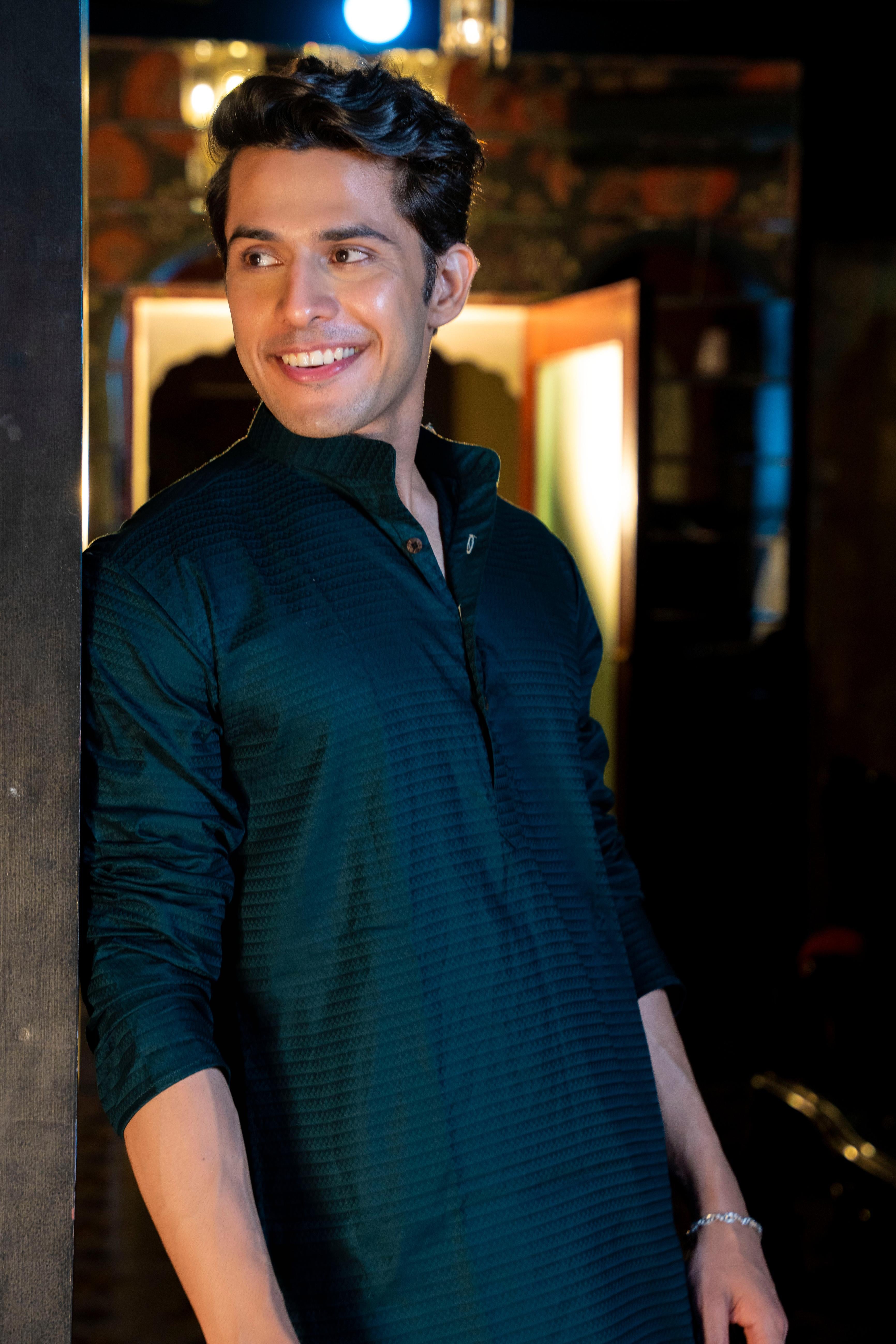 teal blue kurta for men 