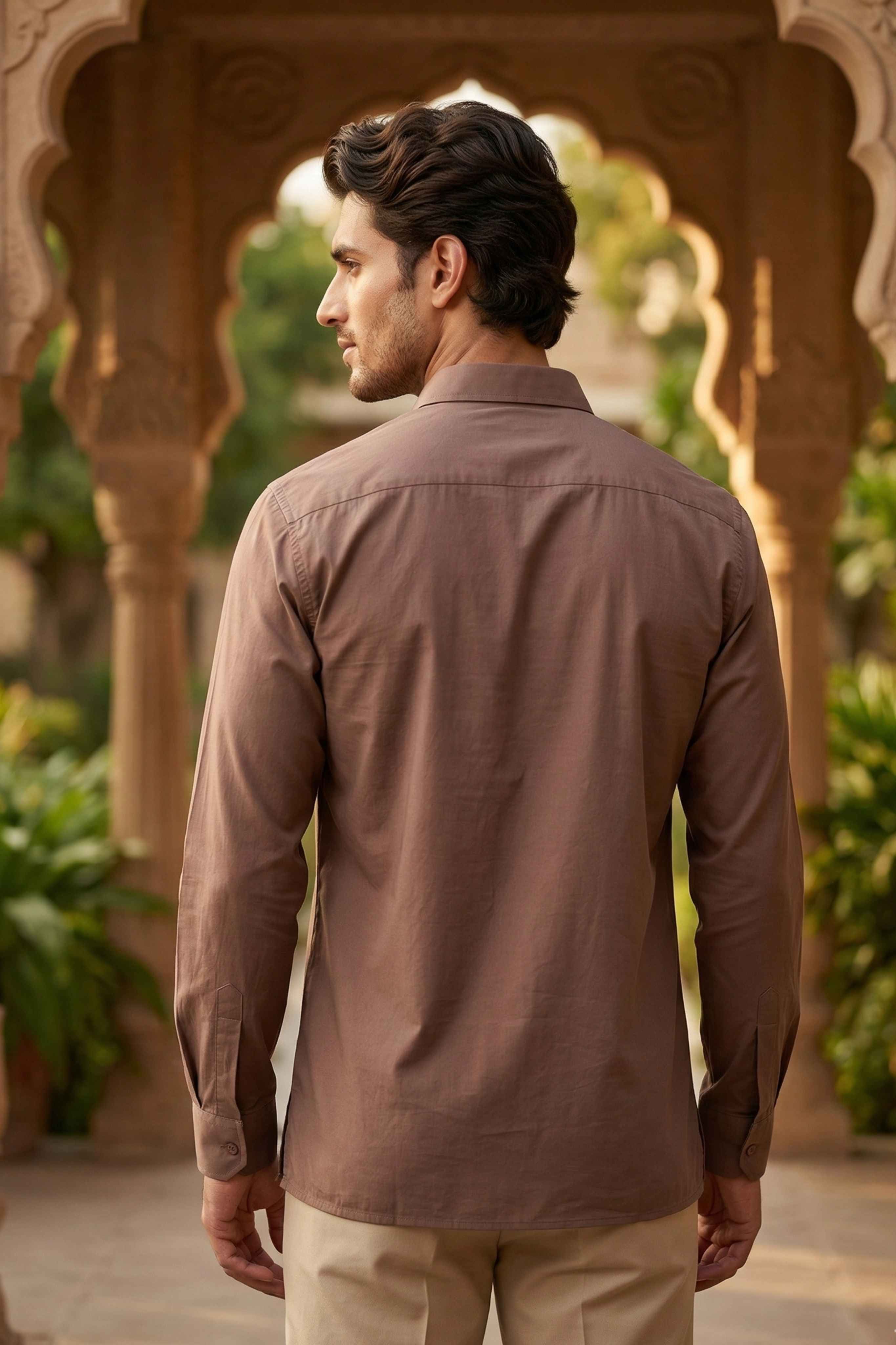 The Light Purple Cotton Short Kurta With Buttoned Cuffs