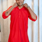 The Red Colour Long Kurta In Woven Dobby Cotton