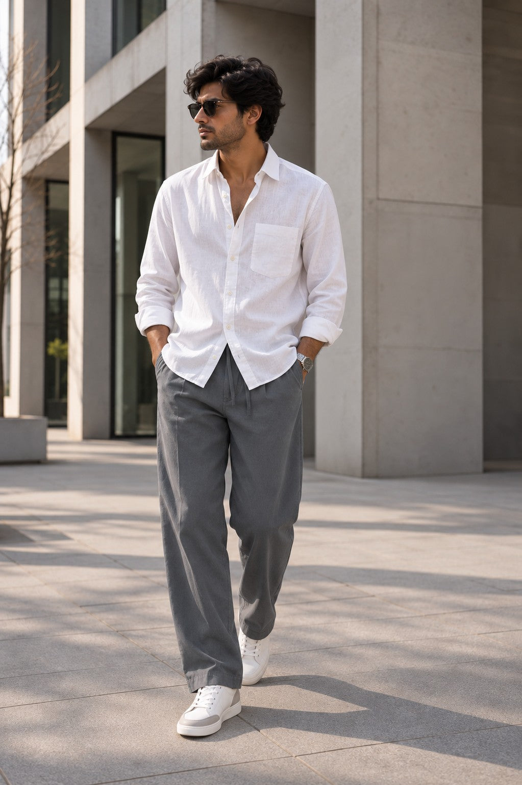 Grey Drawstring Casual Pants