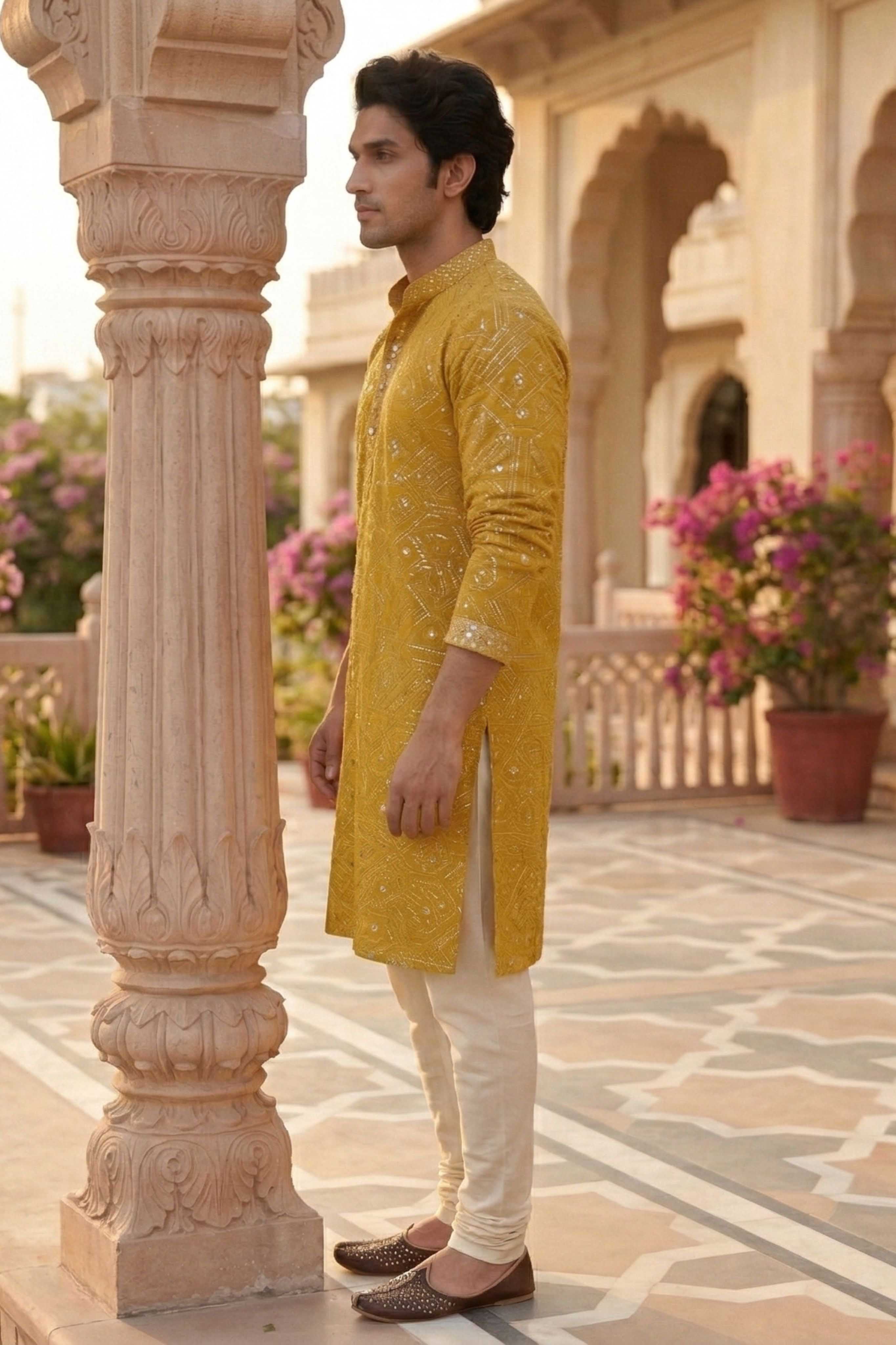 The Sparkling Yellow Sequin Kurta