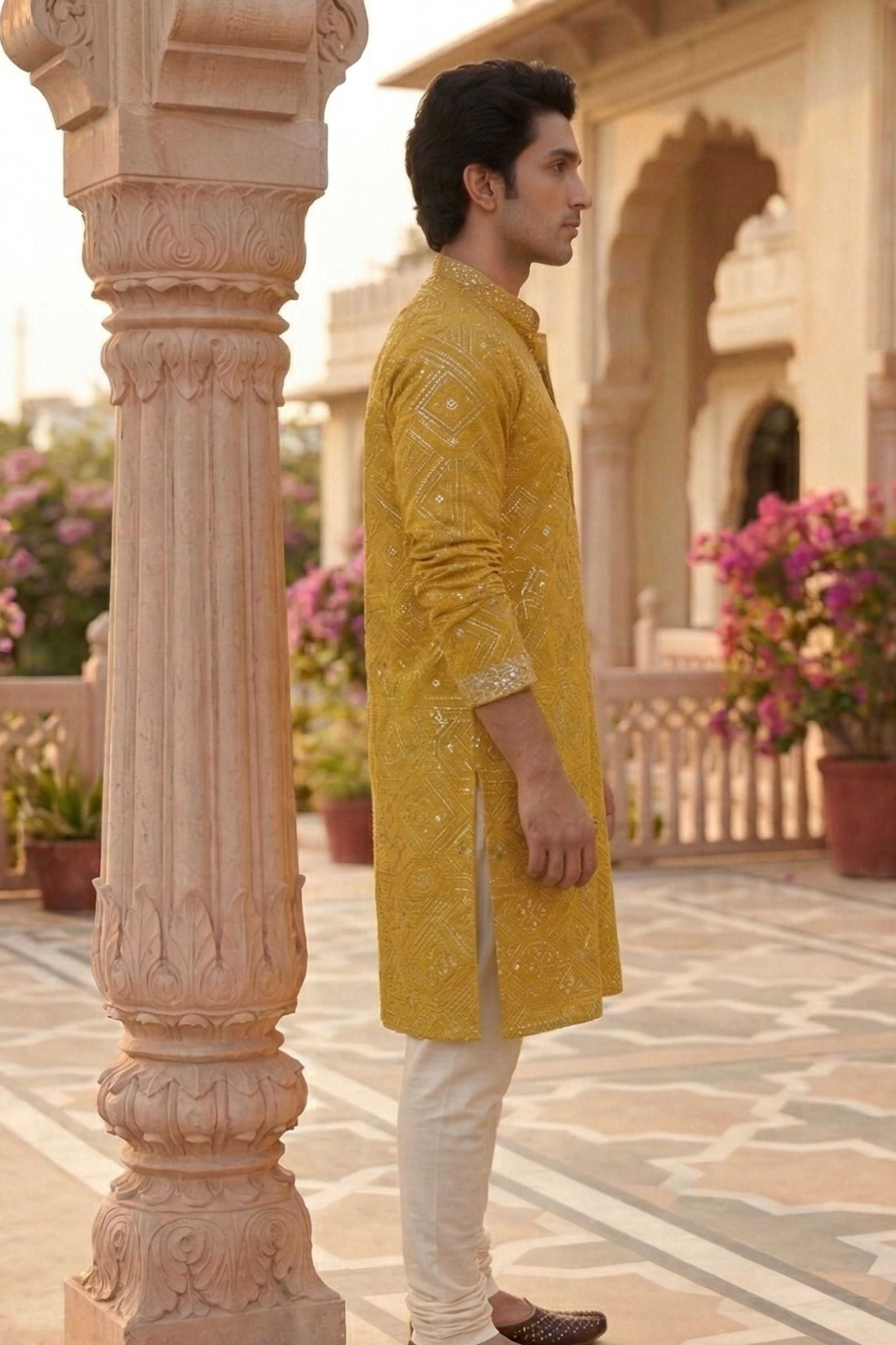 The Sparkling Yellow Sequin Kurta