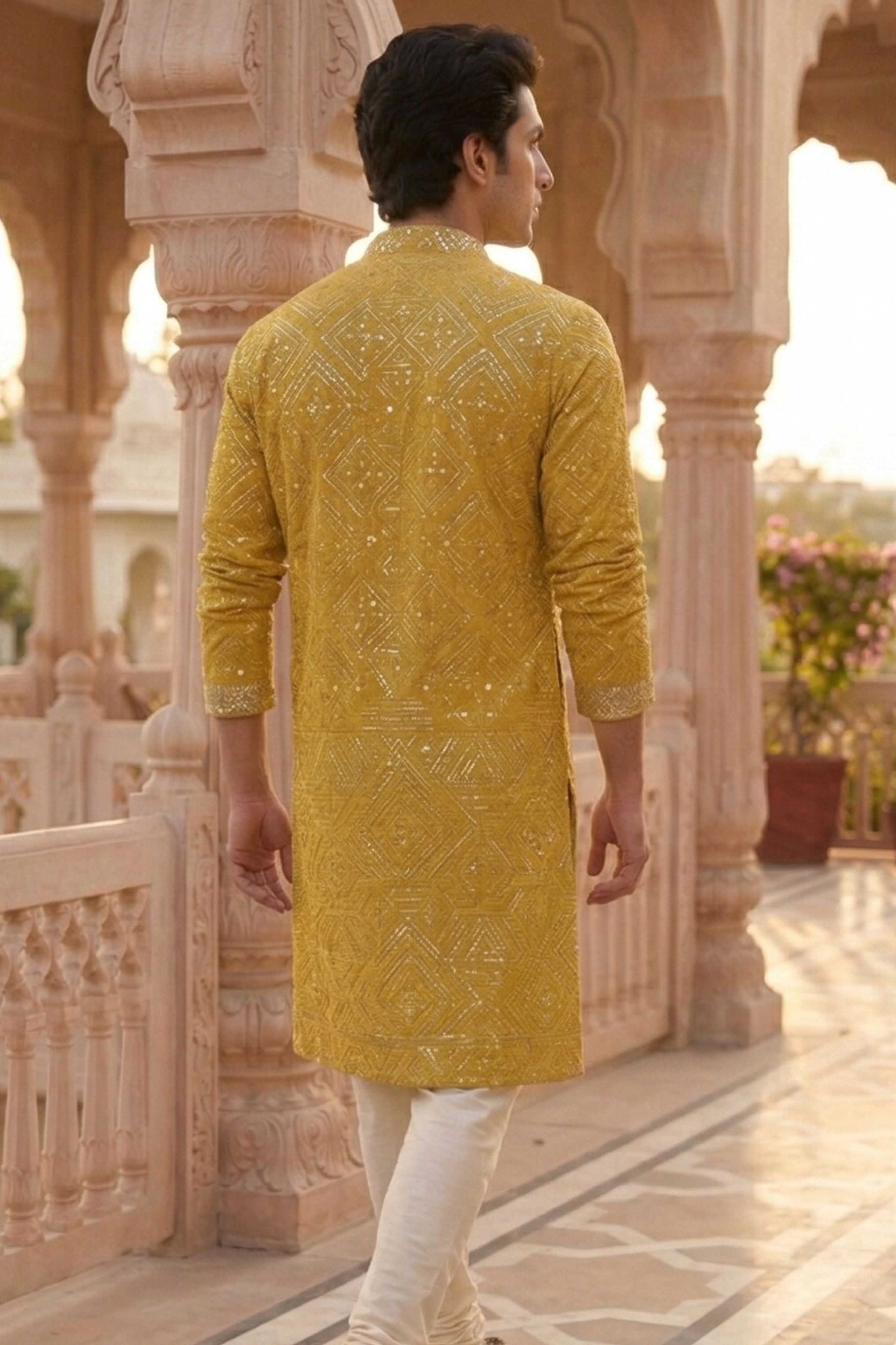 The Sparkling Yellow Sequin Kurta
