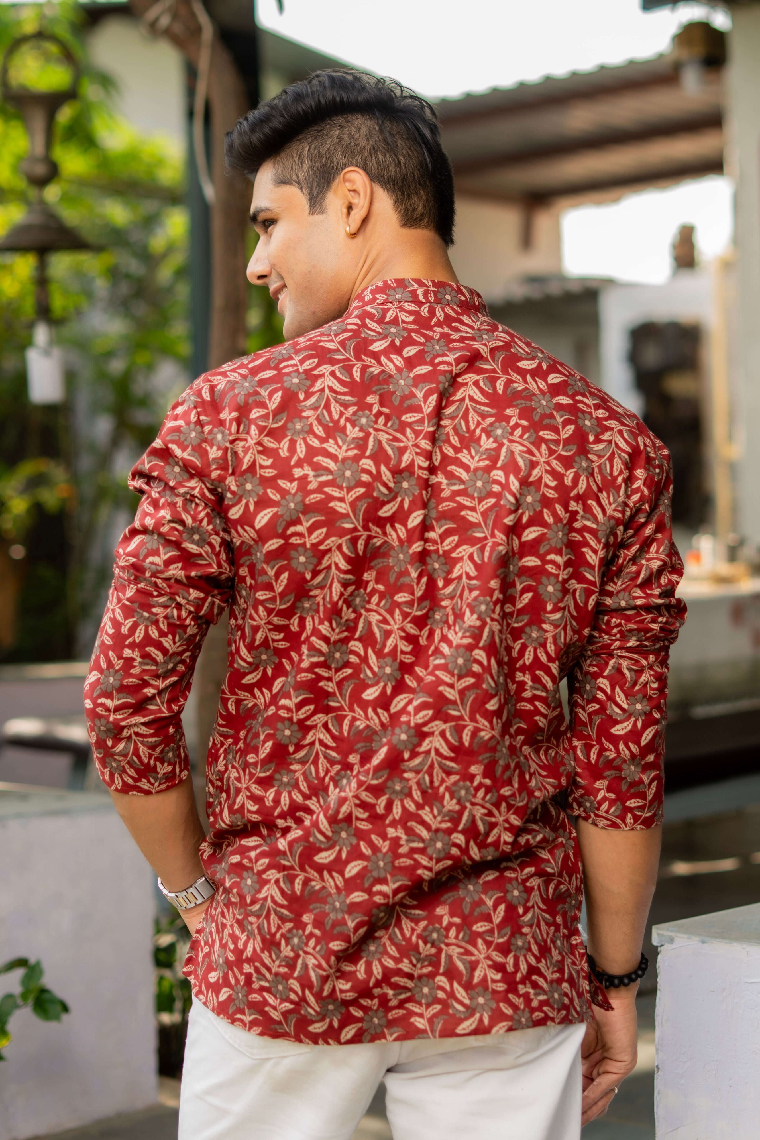 The Scarlet Maroon Short Kurta With Floral Print