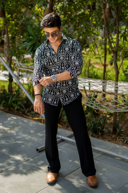 The Black Shirt With White Dabu Print