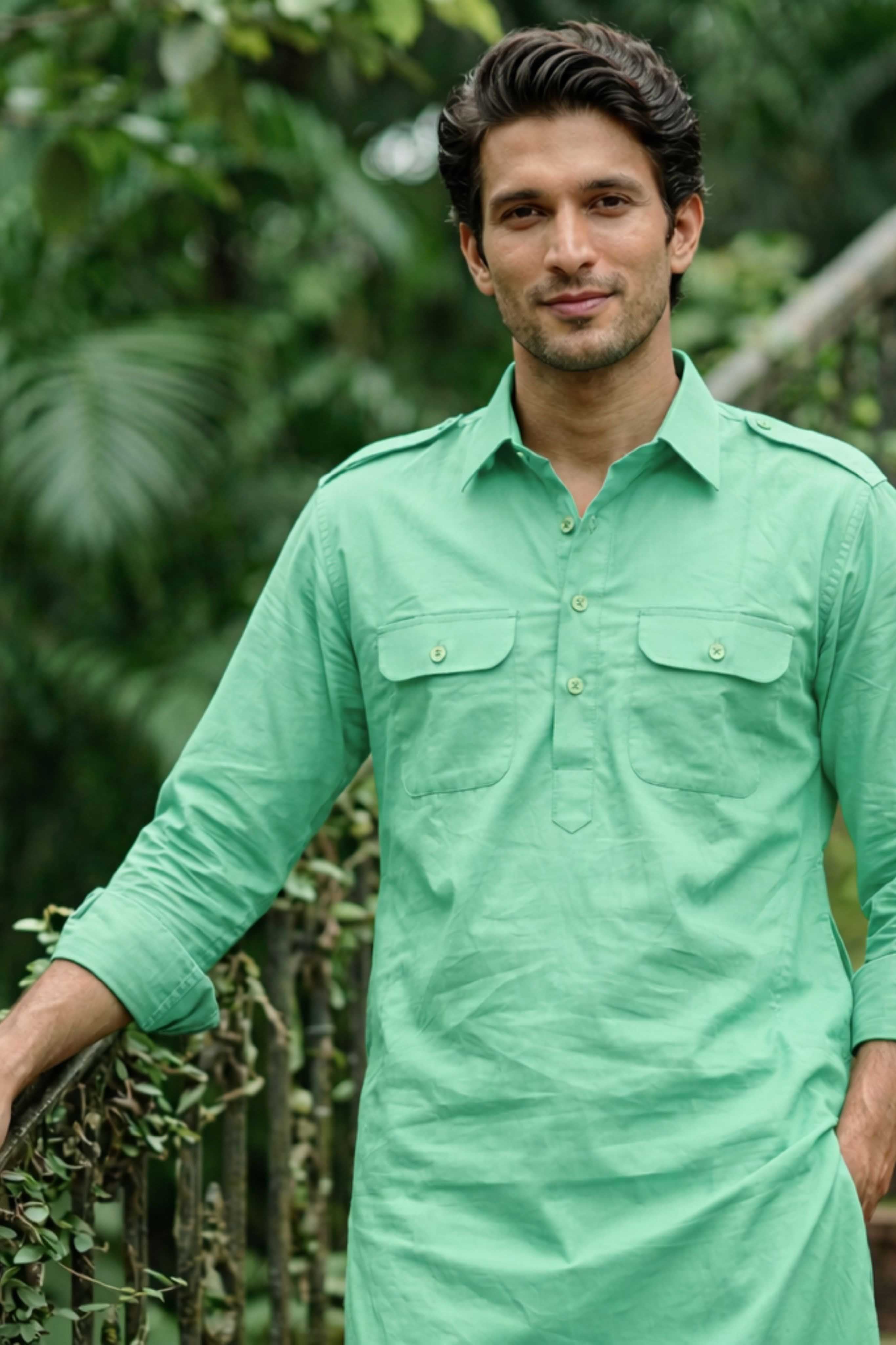 The Soft Mint Oxford Pathani Kurta