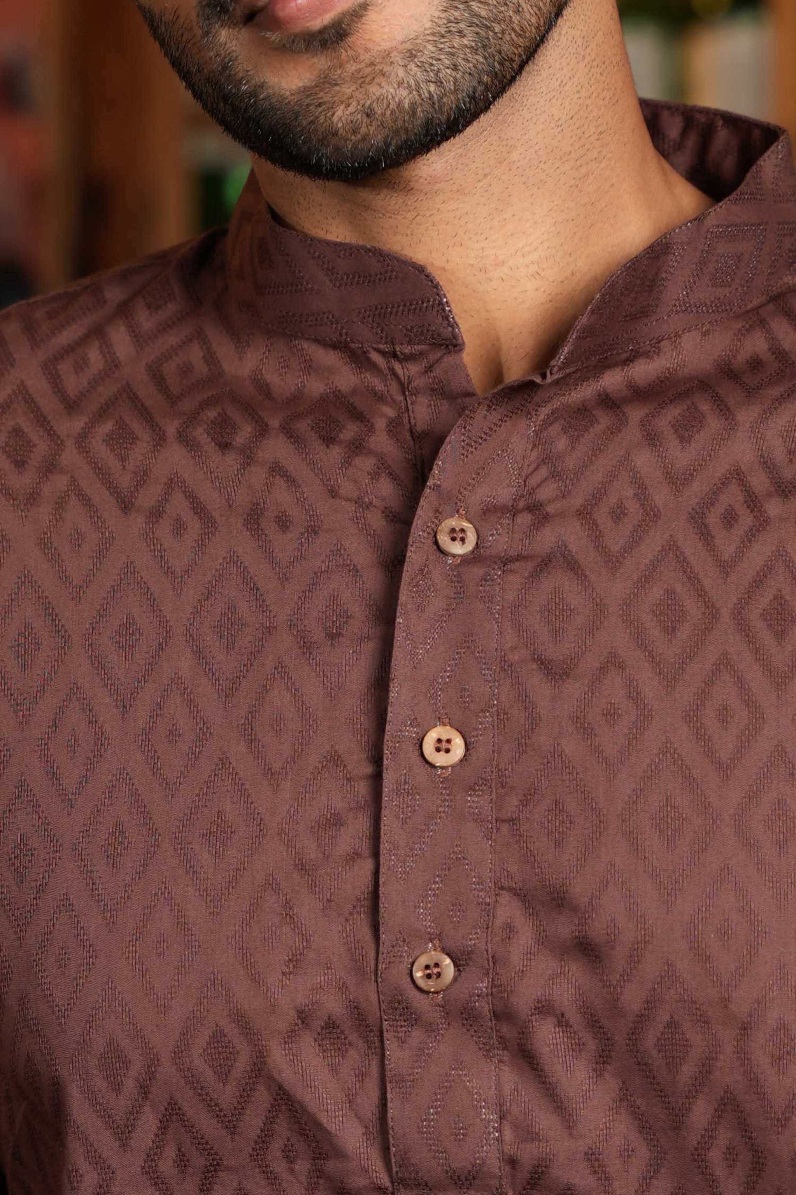 The Brown Geometric Long Kurta