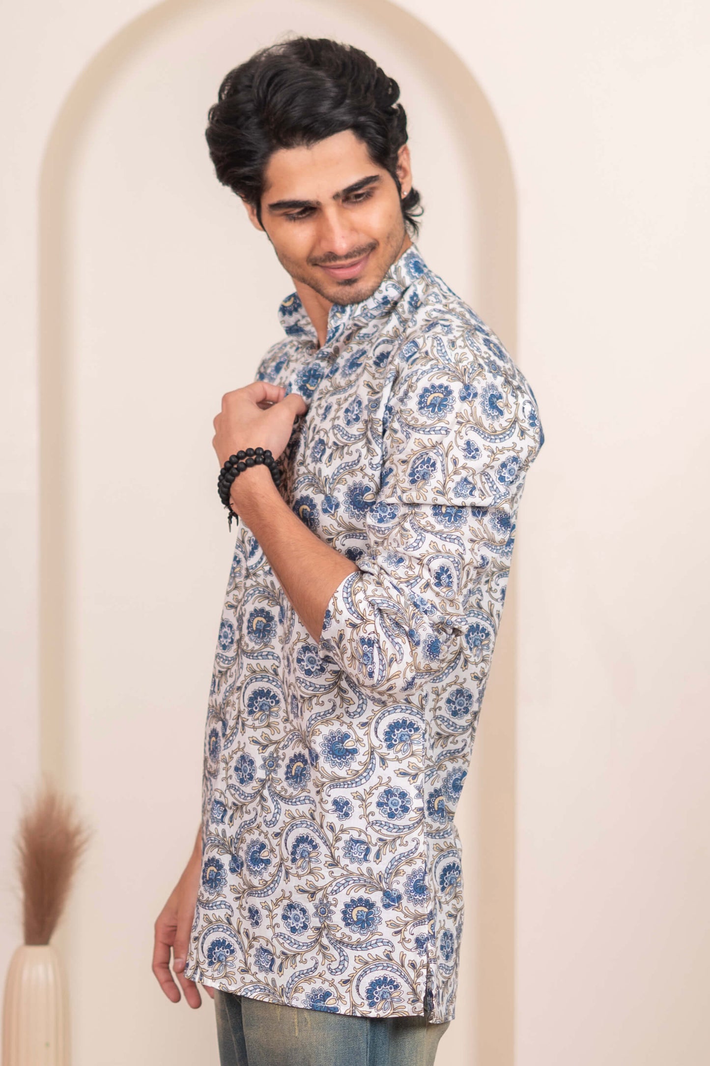 The White Short Kurta With Multicolor Paisley Print