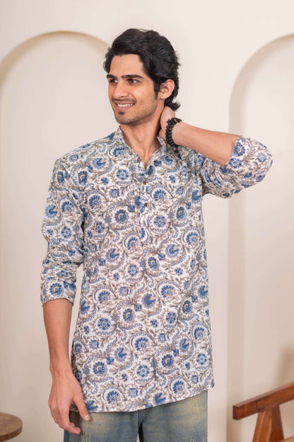 The White Short Kurta With Multicolor Paisley Print