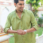 The Green Kantha Work Shirt With Geometric Ikat Print