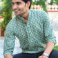 green colour short kurta for men