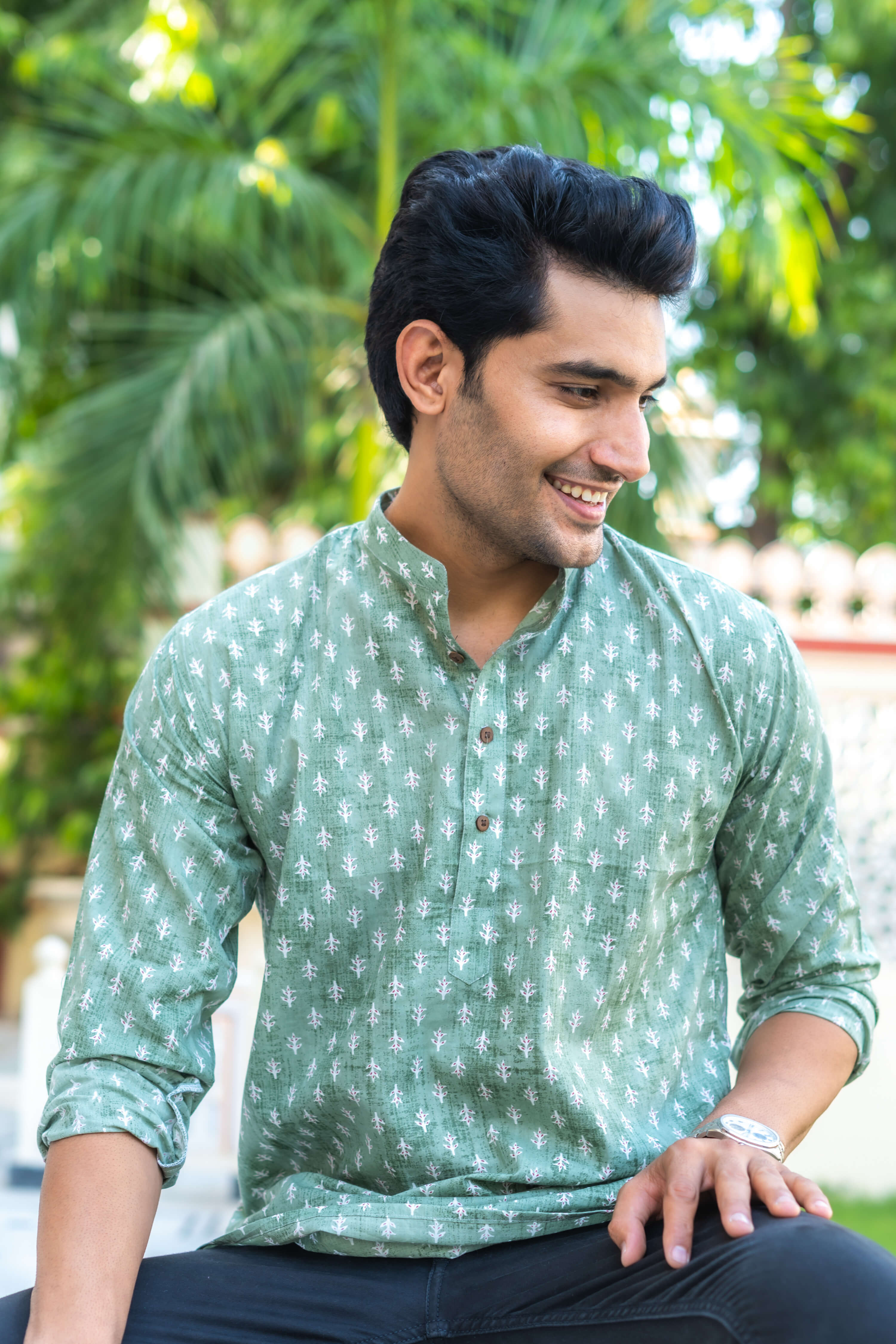 Indian man wearing short kurta