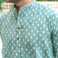 men's green color short kurta