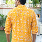 The Yellow Kantha Work Short Kurta With All-Over Floral Print