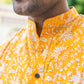 The Yellow Kantha Work Short Kurta With All-Over Floral Print