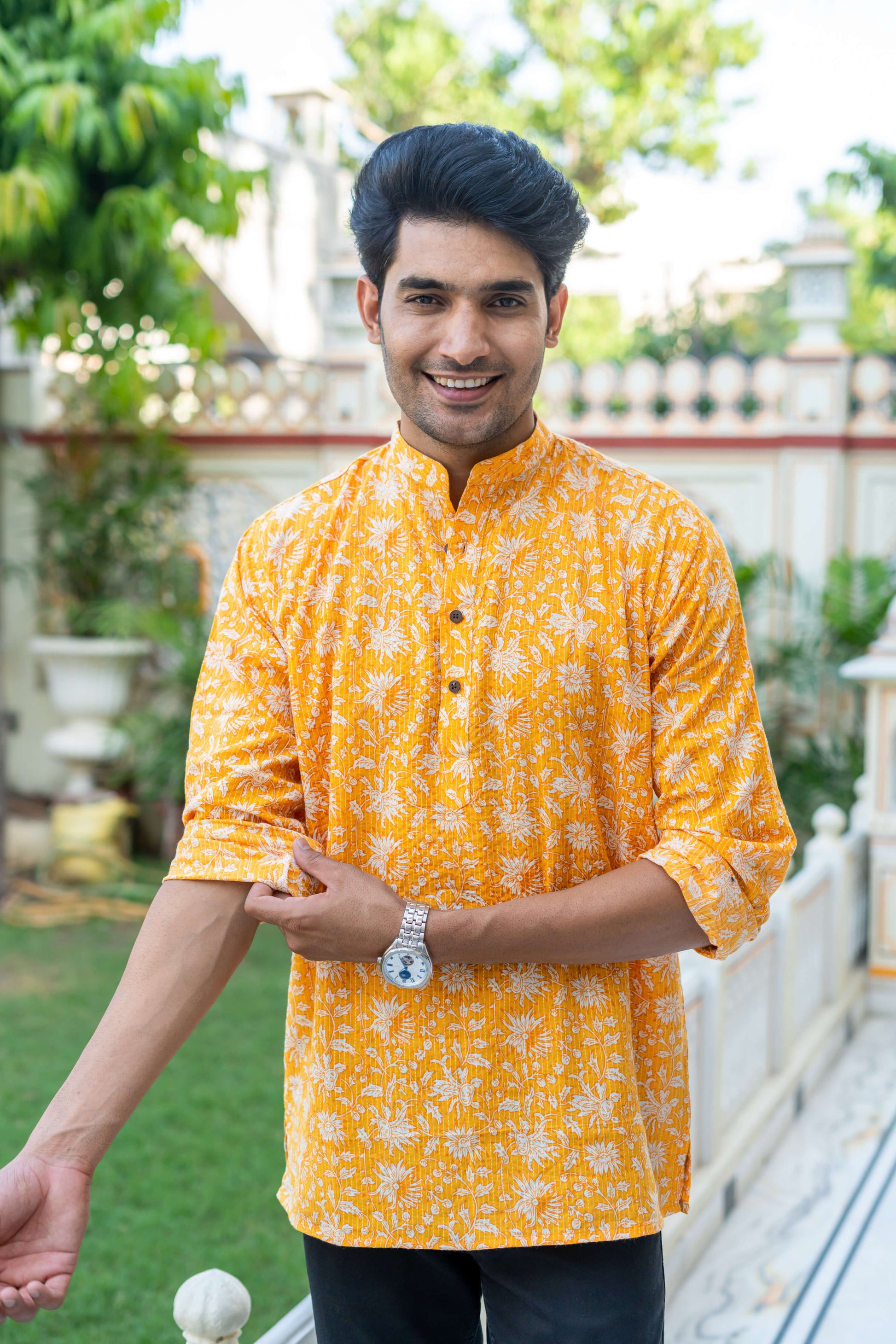 Yellow Short Kurta for Men
