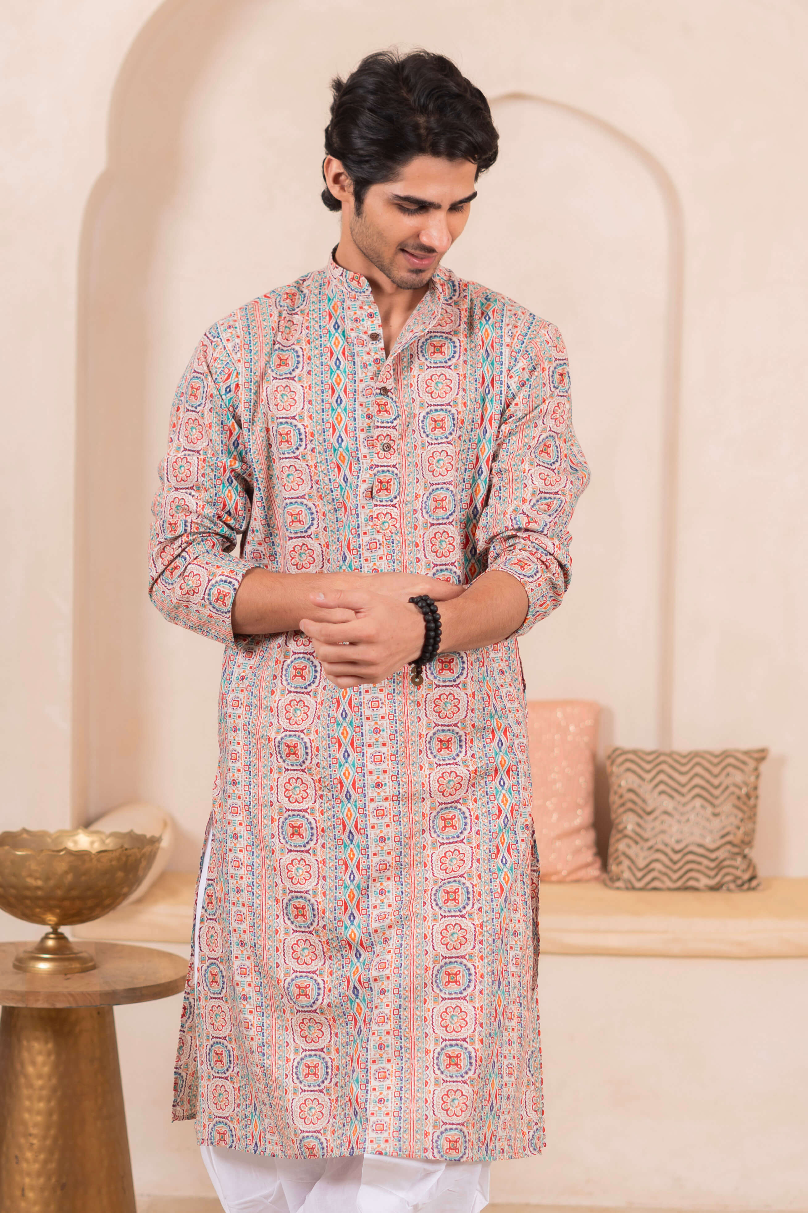 The Muslin Multicolor Striped Long Kurta