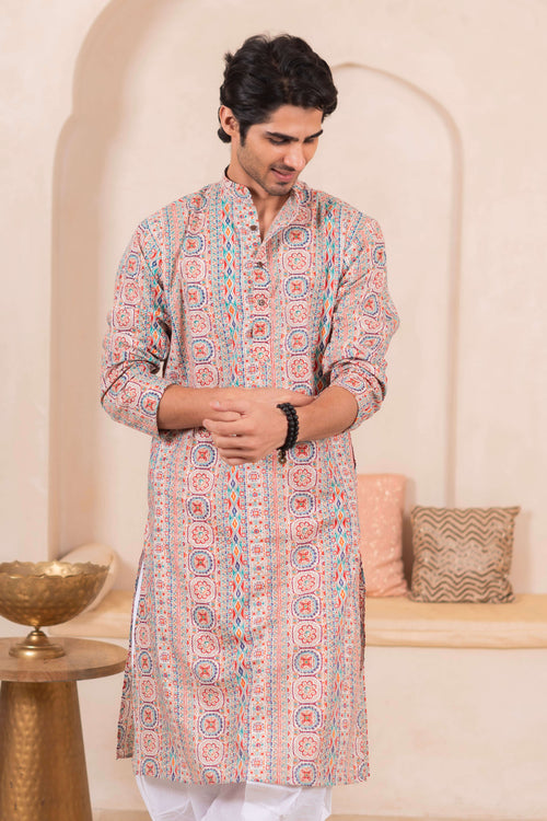 Multicolor Geometric Mosaic Print Kurta