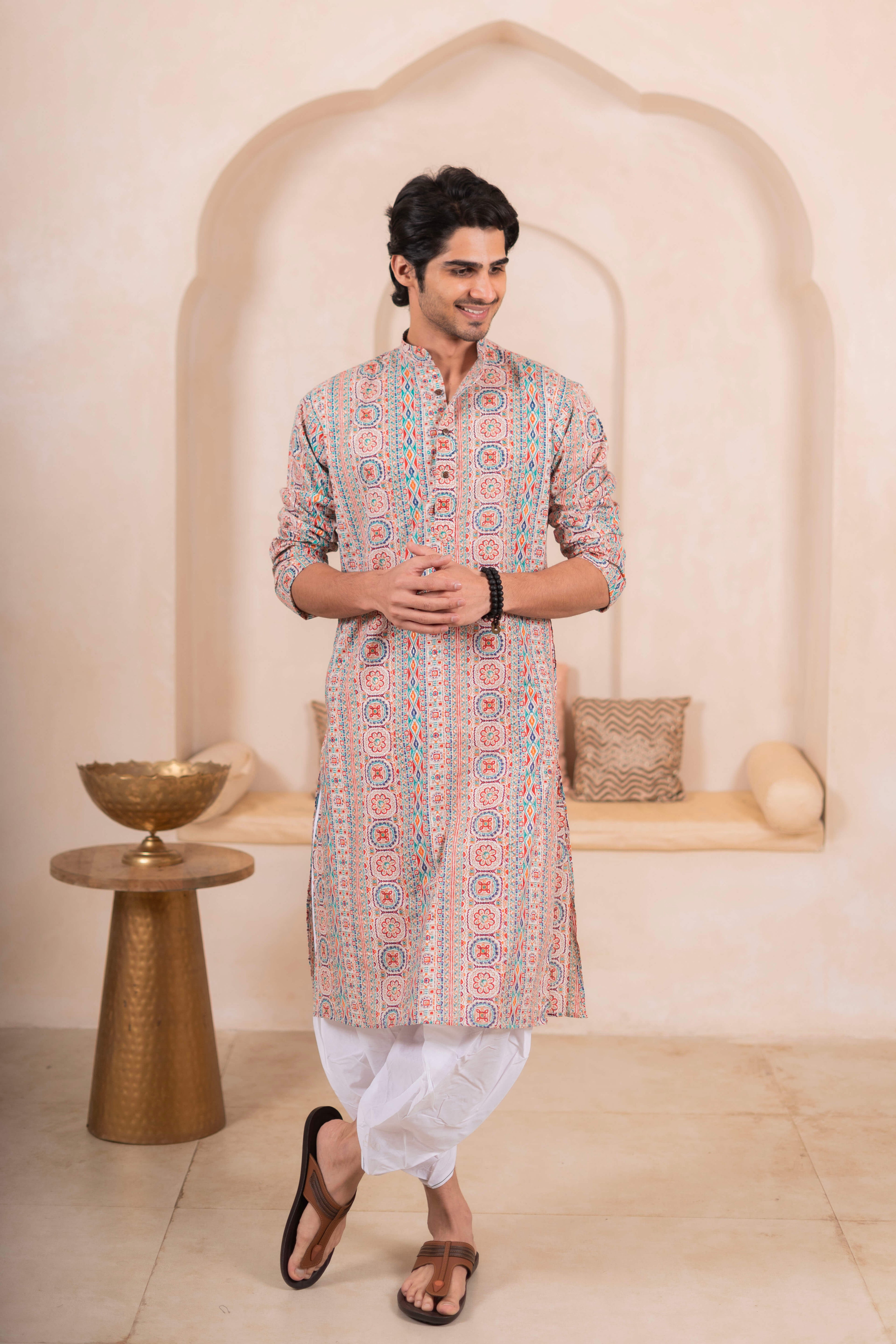 The Muslin Multicolor Striped Long Kurta