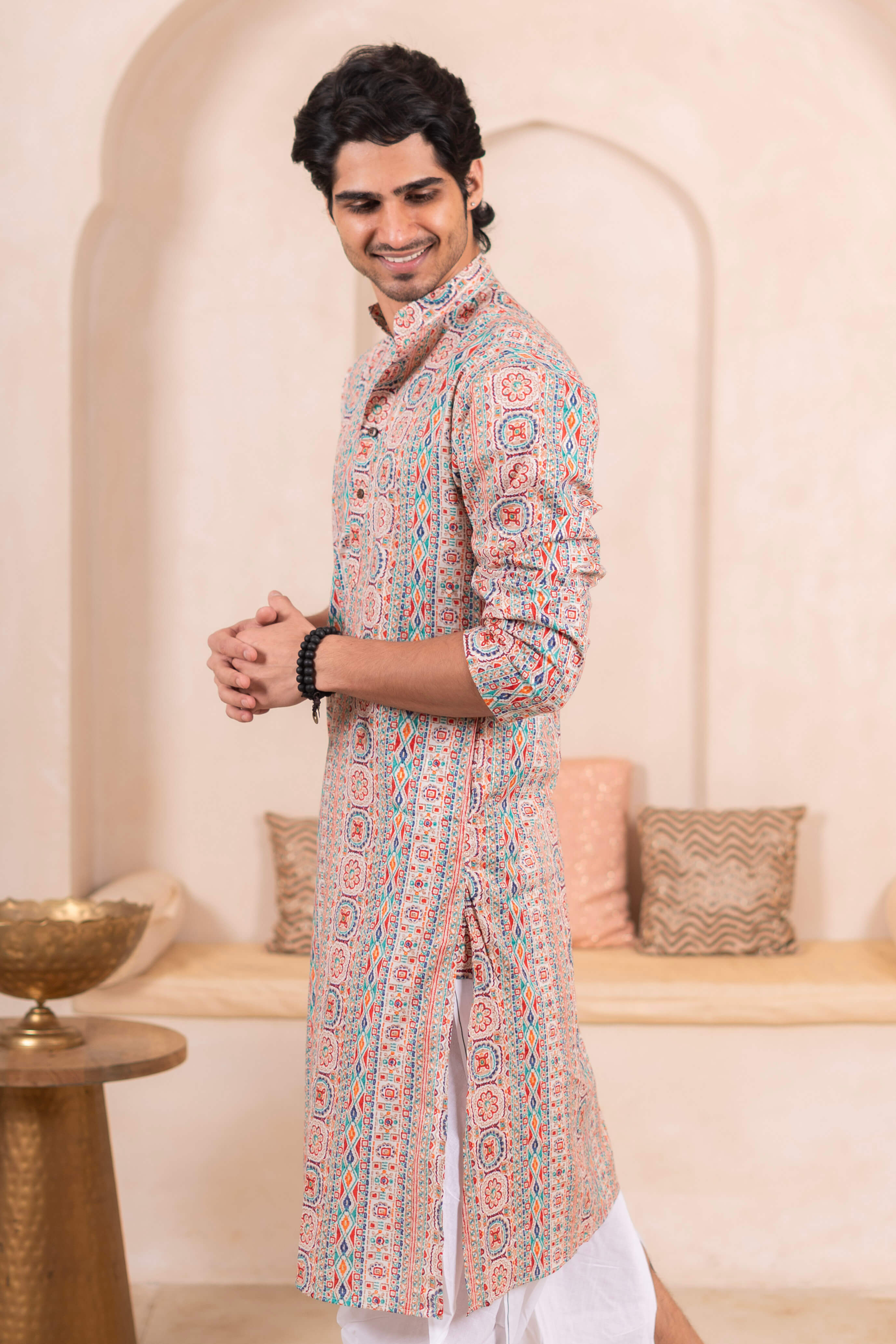 The Muslin Multicolor Striped Long Kurta