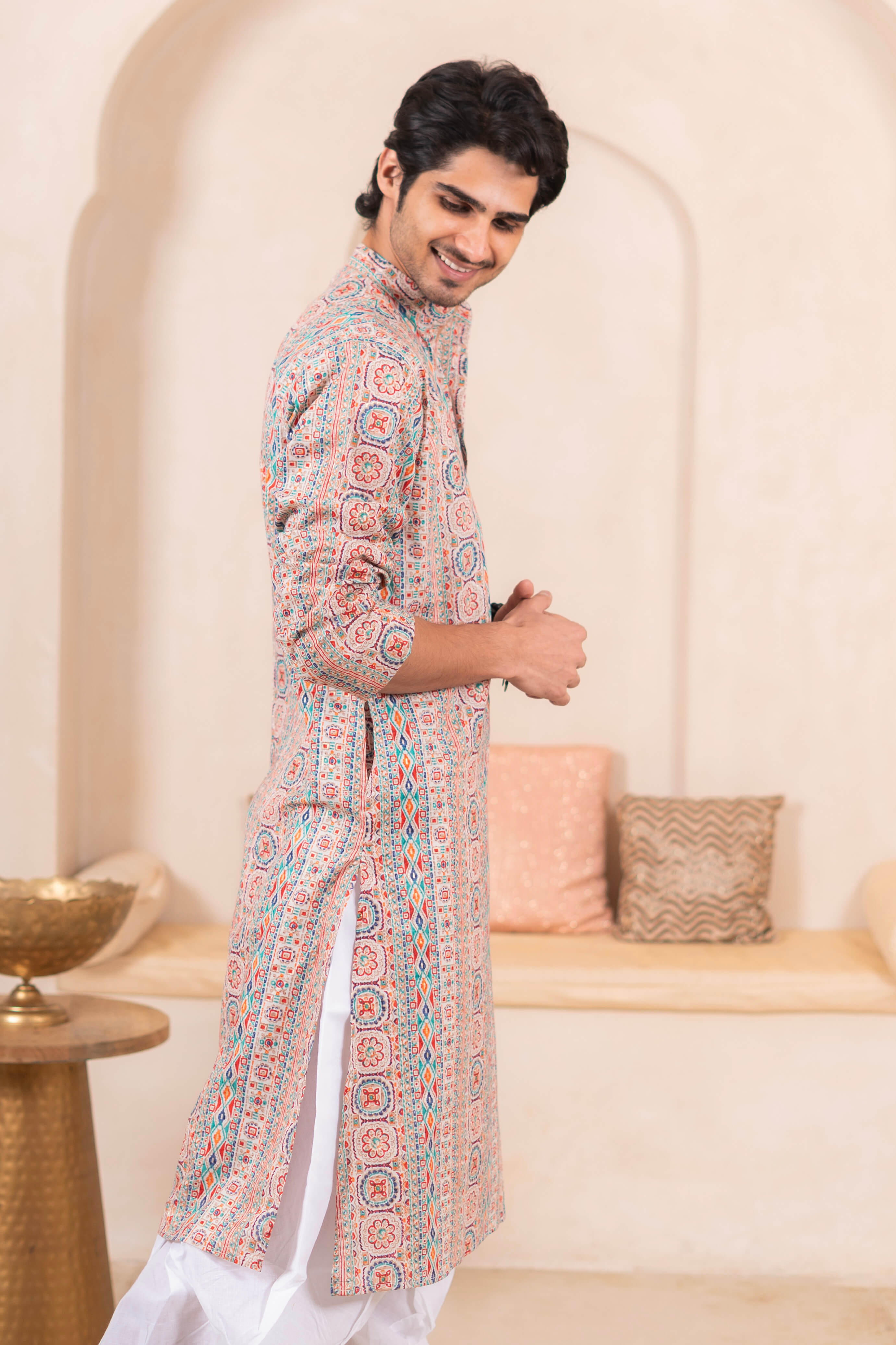 The Muslin Multicolor Striped Long Kurta