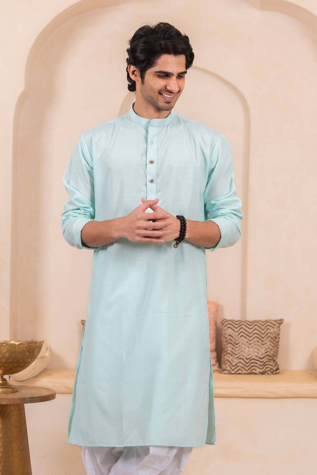 The Light Green Long Kurta for Men