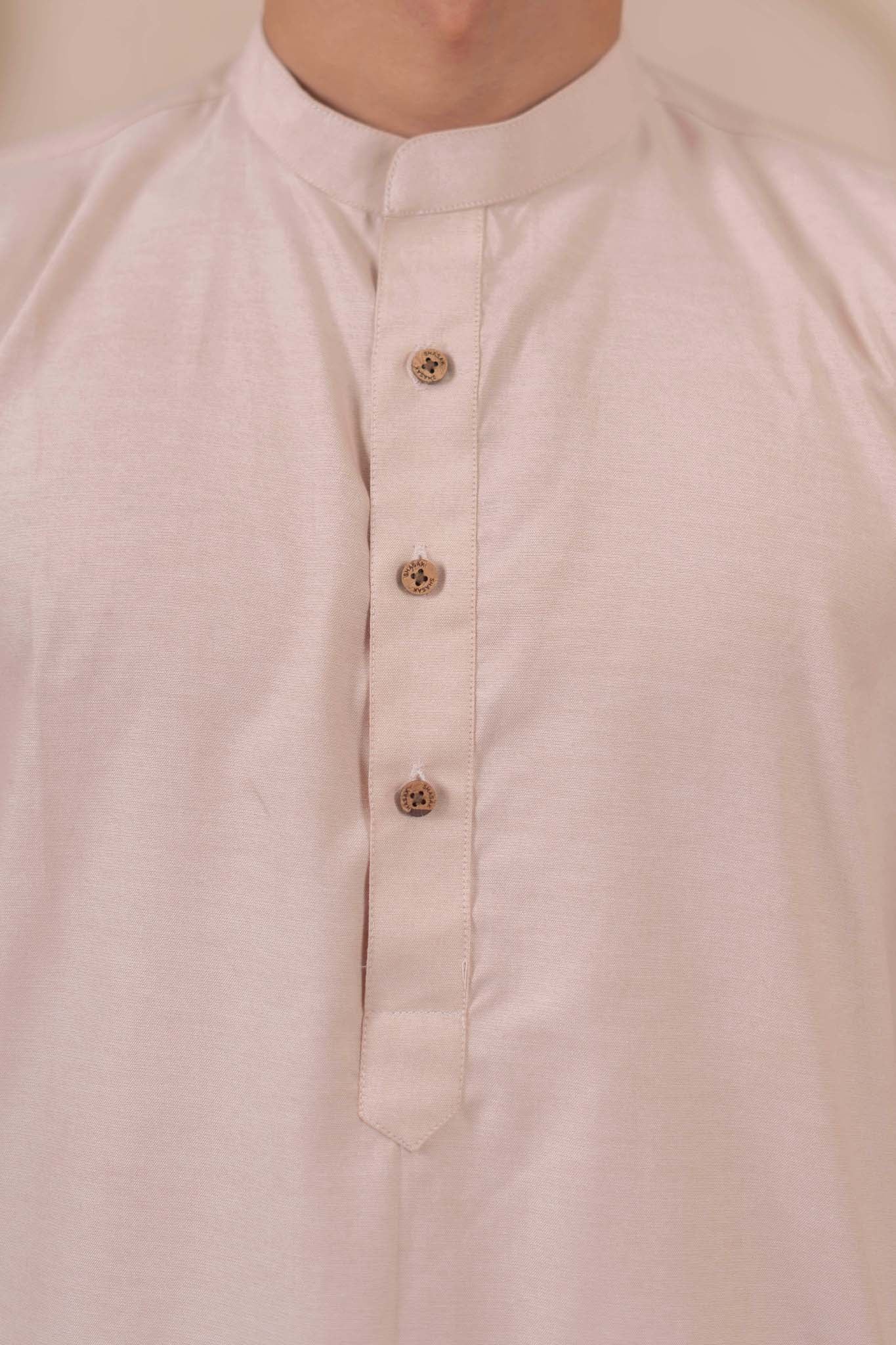 The Solid Pink Oxford Long Kurta for Men