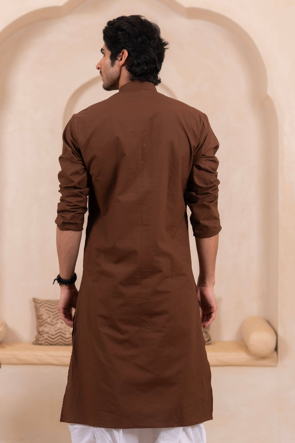 The Solid Brown Long Kurta