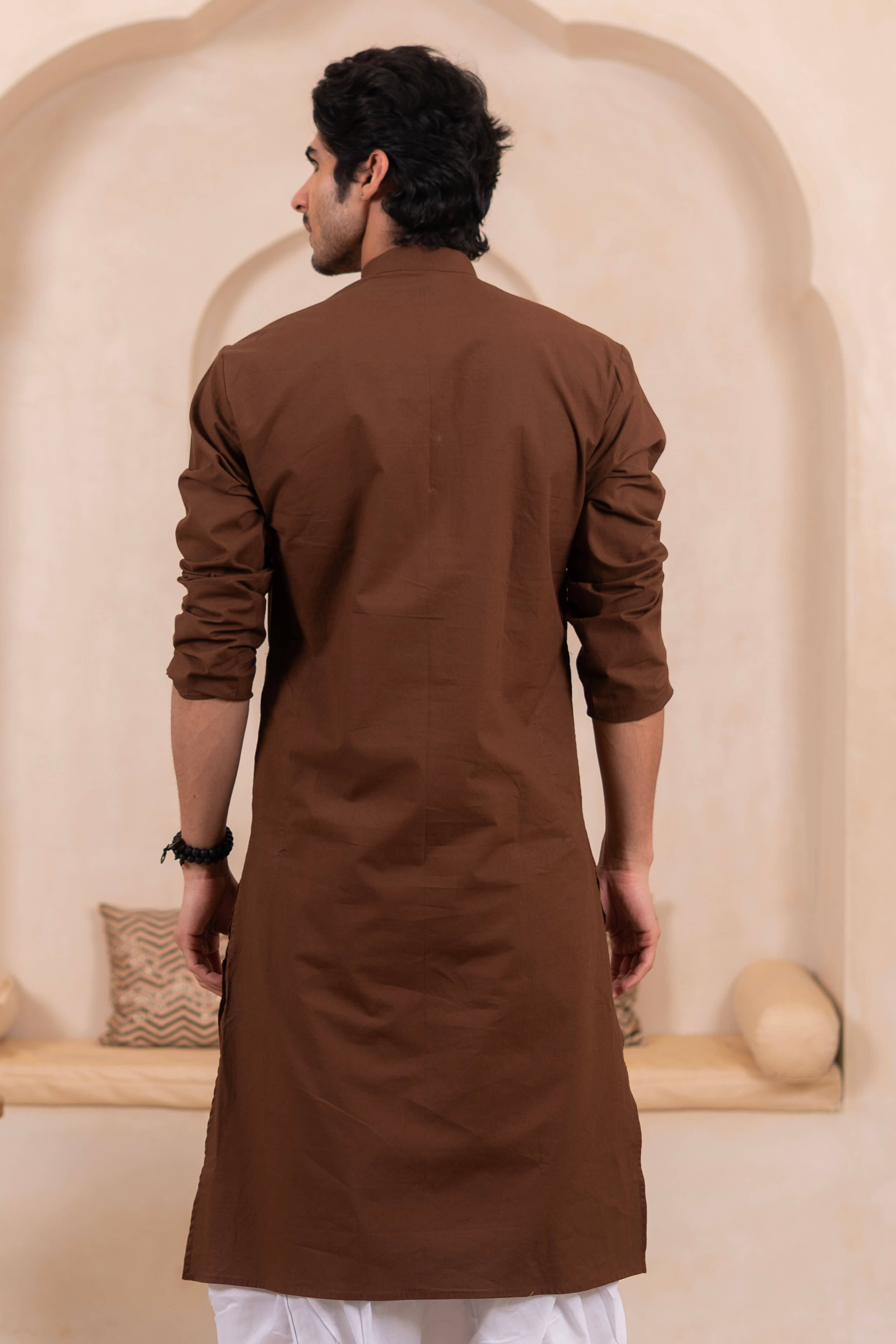 The Solid Brown Long Kurta