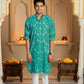 The Sea Green Long Kurta With Foil Print