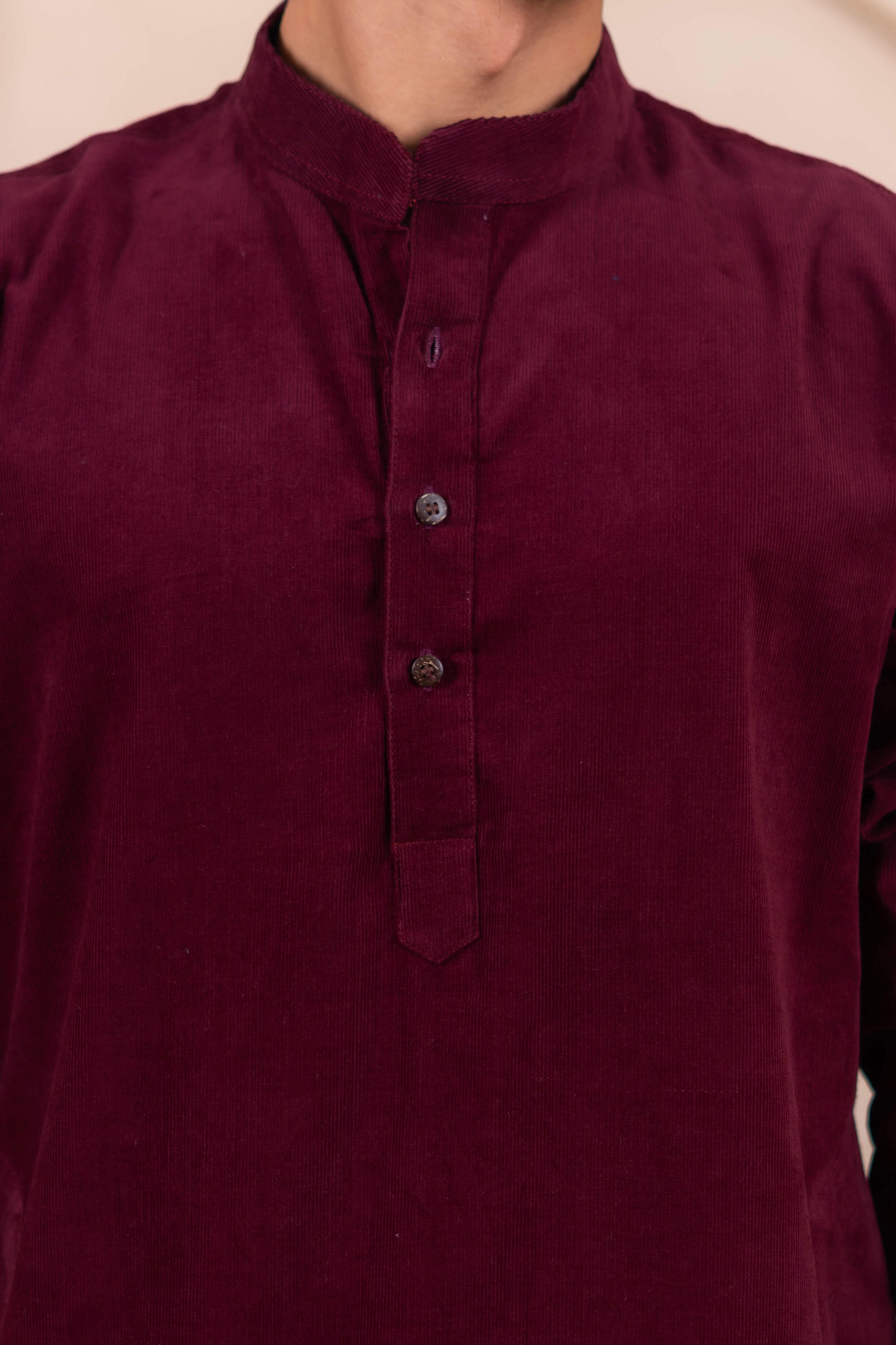 The Classic Maroon Corduroy Long Kurta
