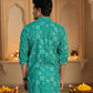 The Sea Green Long Kurta With Foil Print