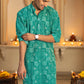 The Sea Green Long Kurta With Foil Print