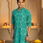 The Sea Green Long Kurta With Foil Print
