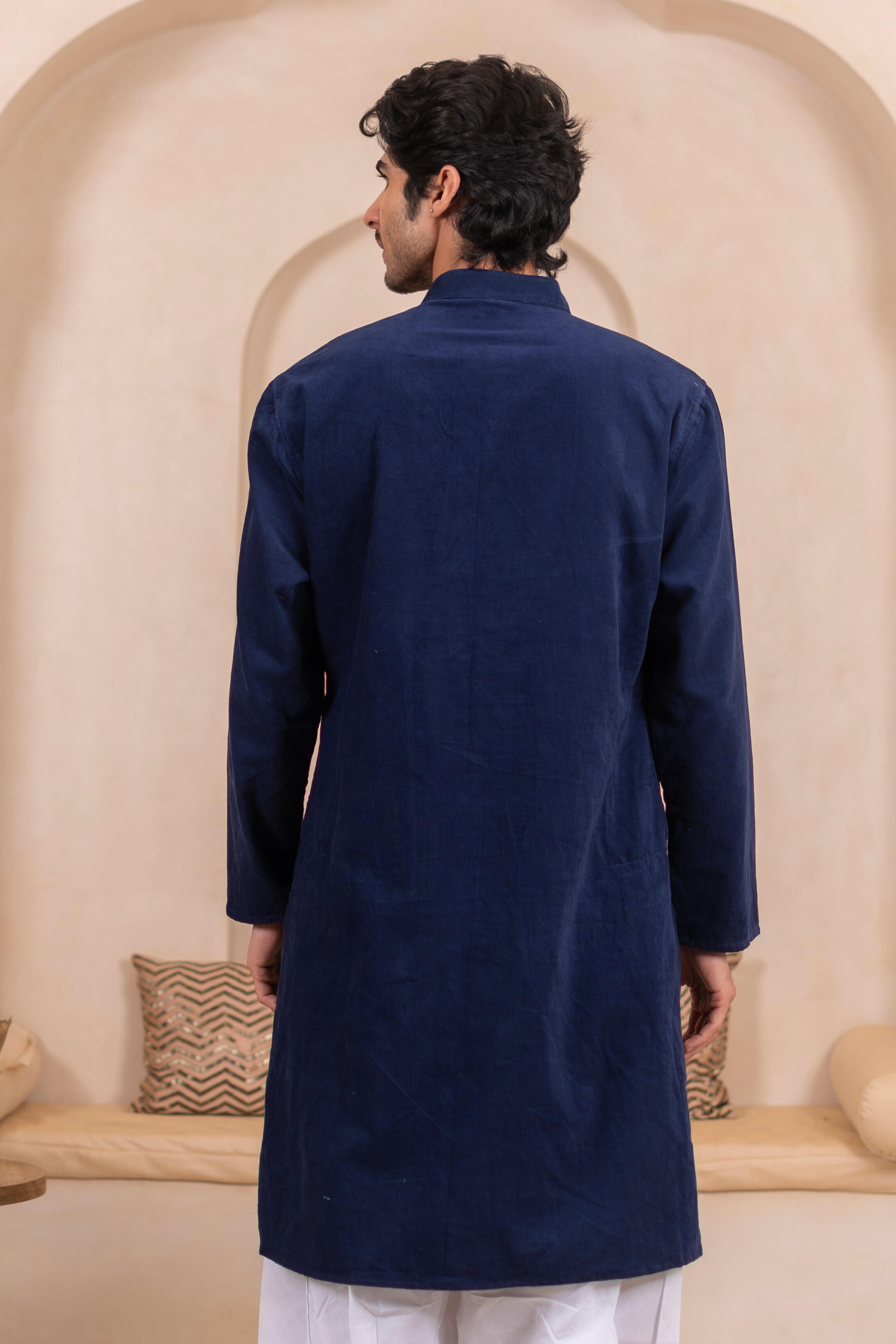 The Sapphire Blue Corduroy Long Kurta