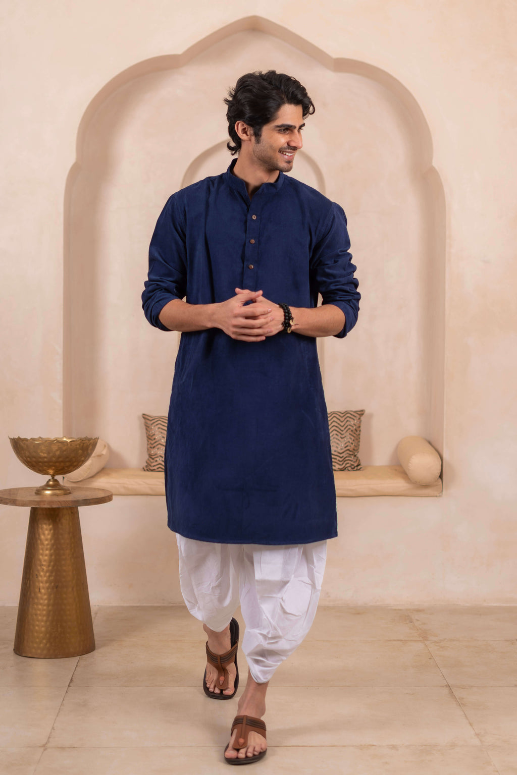 The Sapphire Blue Corduroy Long Kurta