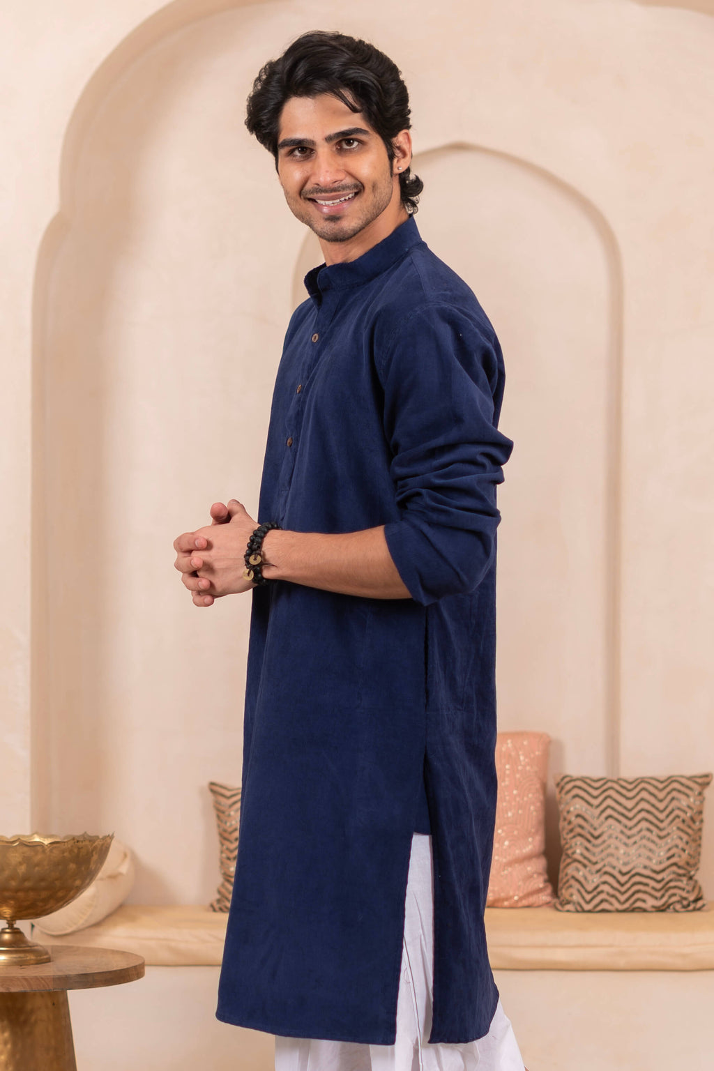 The Sapphire Blue Corduroy Long Kurta