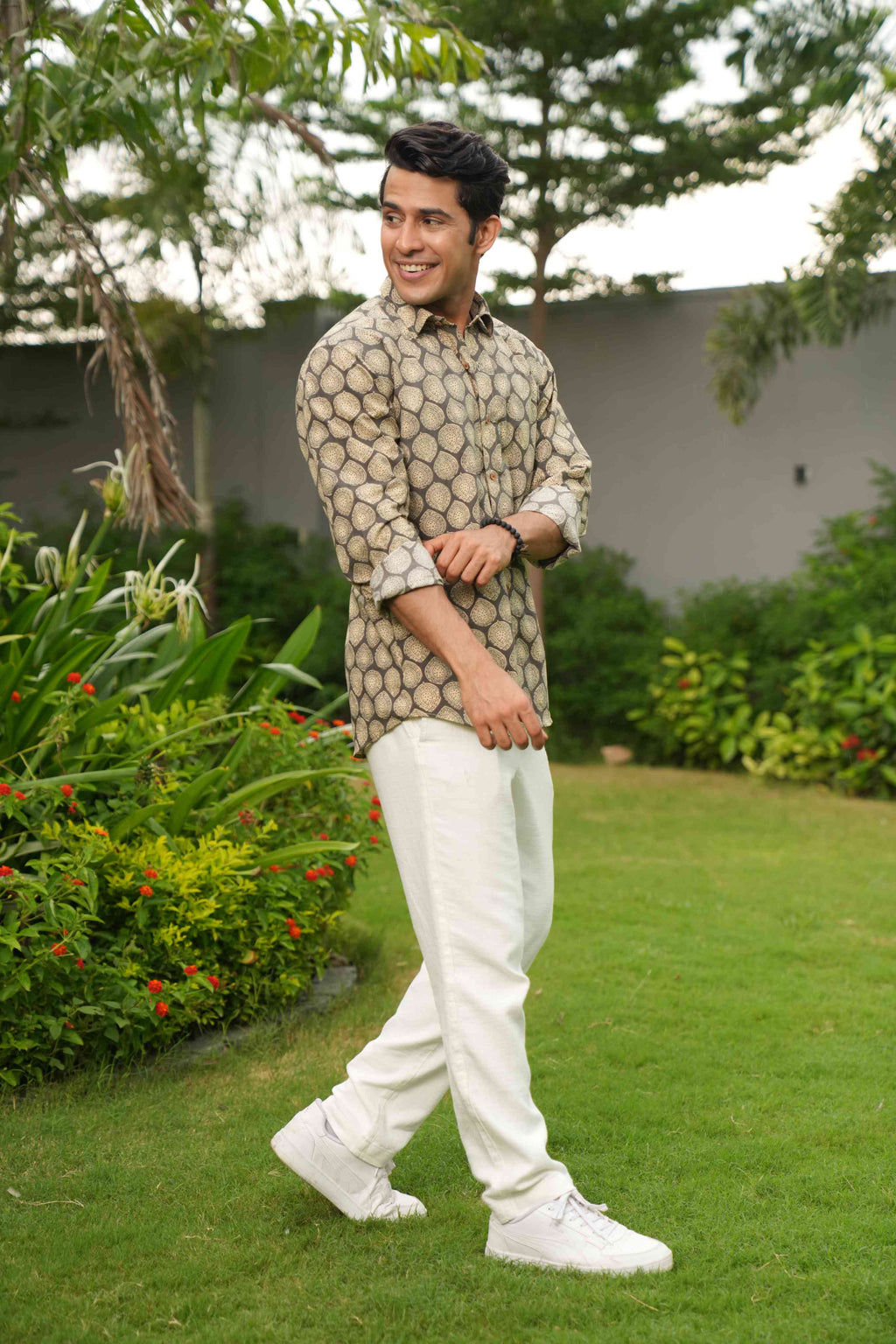 The Pebble Grey Shirt With Batik Print