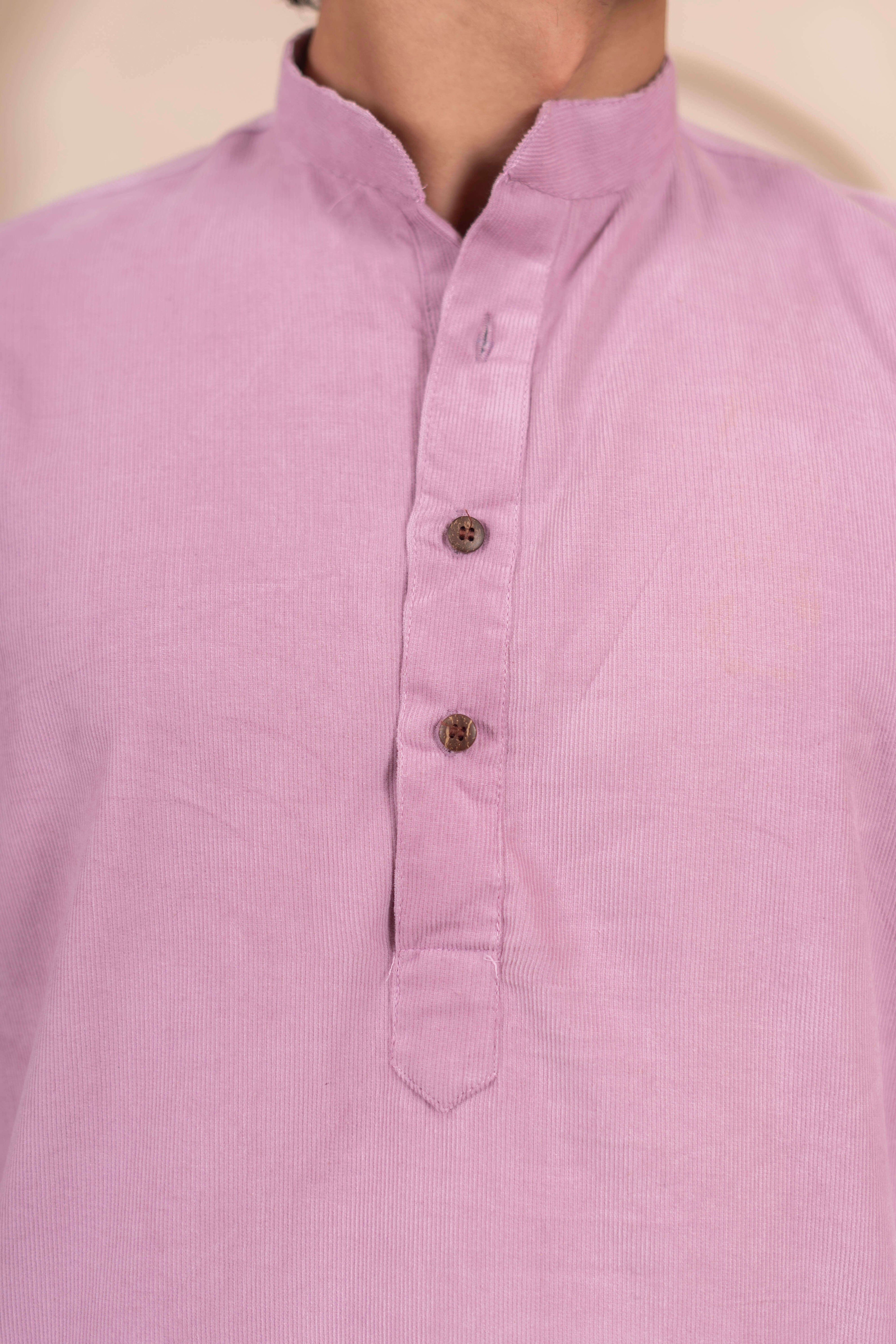 The Oyster Pink Corduroy Long Kurta