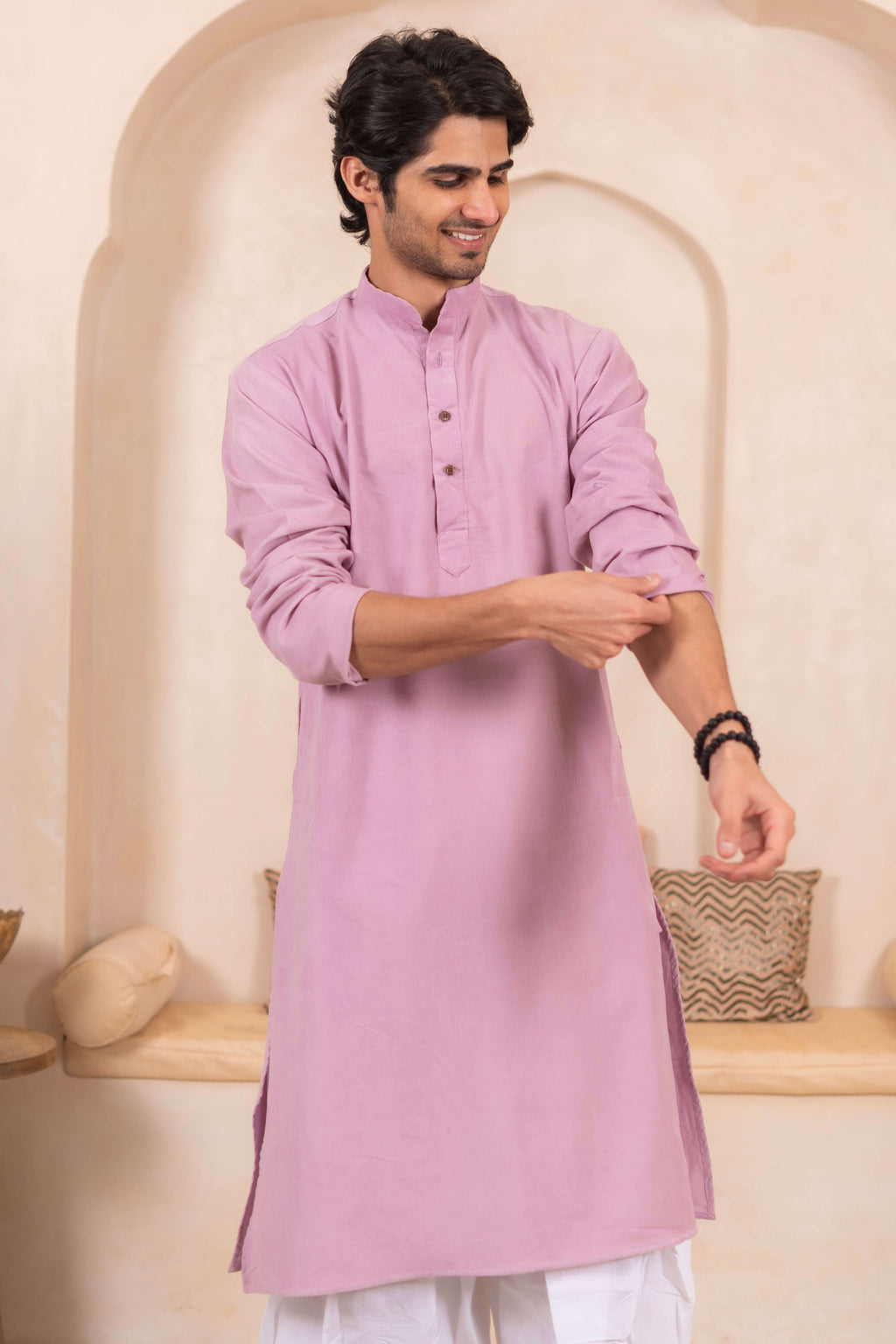 The Oyster Pink Corduroy Long Kurta