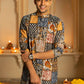 The Muslin Blue-White Patchwork Long Kurta