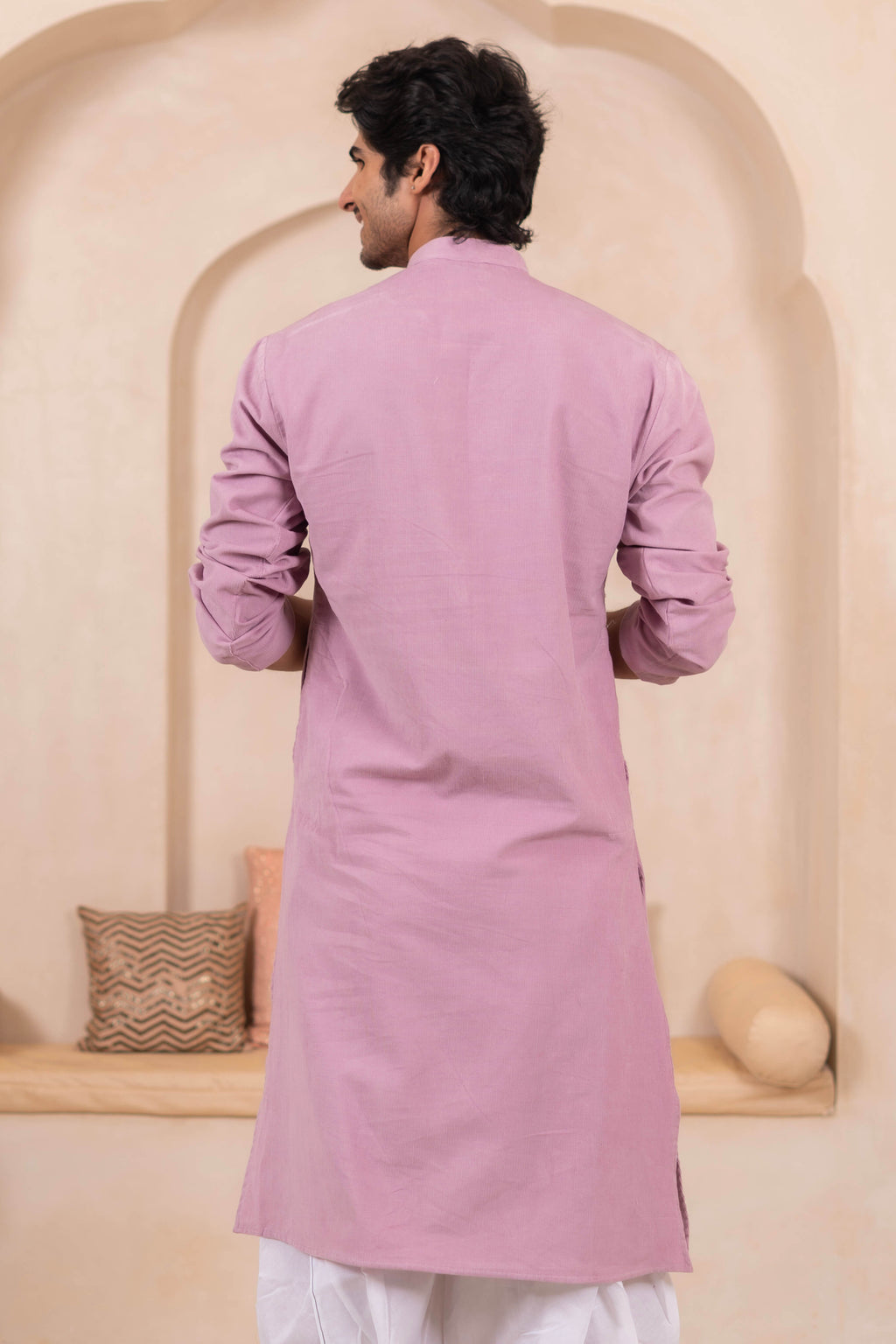 The Oyster Pink Corduroy Long Kurta