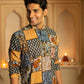 The Muslin Blue-White Patchwork Long Kurta